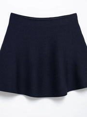 Aiertu  Women Fashion Navy Blue A-Line Knitted Mini Skirt Vintage High Elastic Waist Female Chic Lady Skirts Aiertu