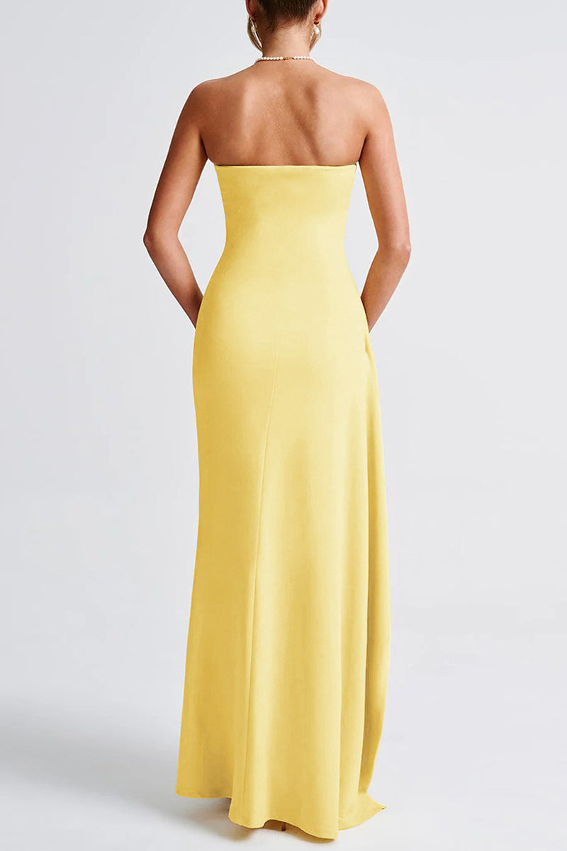 Aiertu  -  Sexy Slit Flounce Strapless Evening Dresses Aiertu