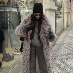 Aiertu  -  casual winter outfits Extra Long Luxury Lamb Fur Teddy Coat Women 2024 Winter Ladies Mob Wife Style Oversized Chunky Faux Fur Jacket Overcoat Aiertu