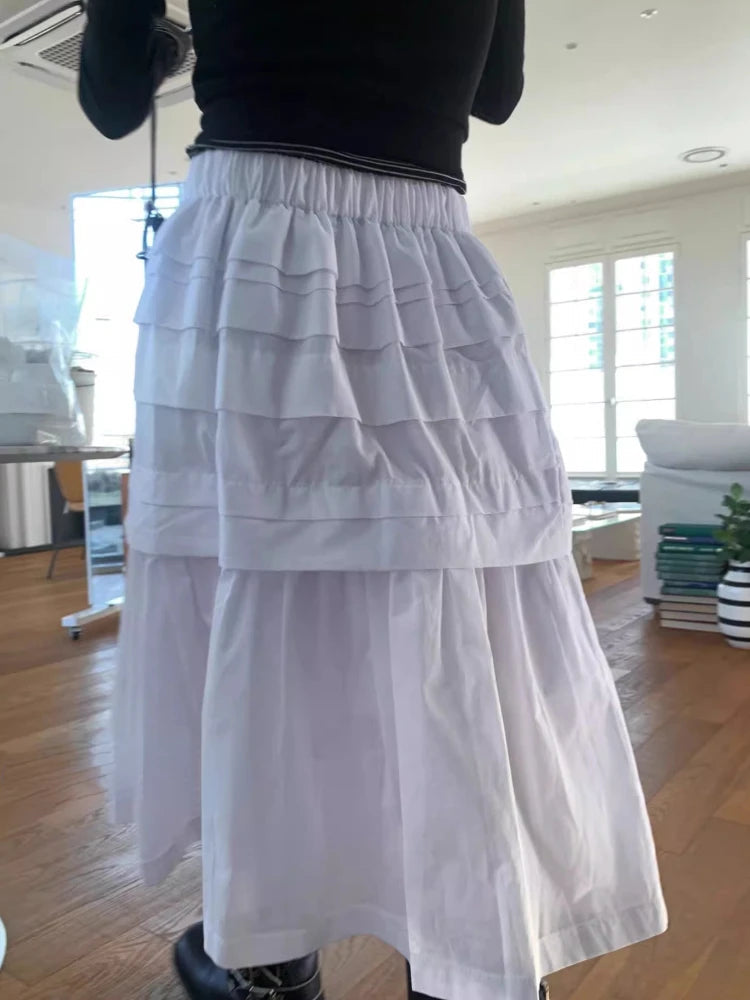 Aiertu  -  Y2k Aesthetic White Simple Pleated Skirts Women Vintage Summer Long Skirt Harajuku Streetwear Gothic Faldas Largas Mujer 2025 Aiertu