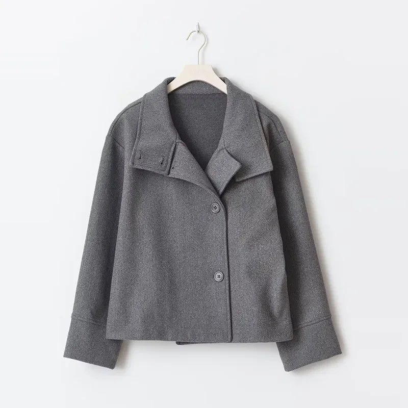 Aiertu  -  Turtleneck Solid Women Coat Full Sleeves Faux Fur Female Jacket 2024 Fashion Single Breasted Autumn Winter Loose Lady Outwear Aiertu