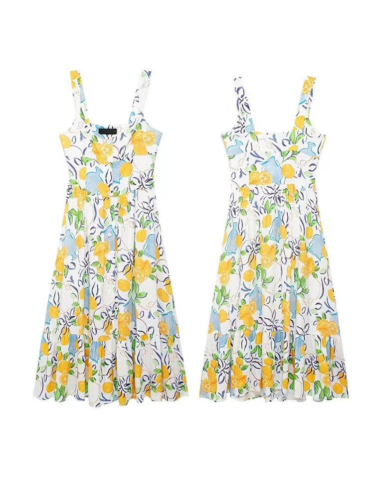 Aiertu  -  Elegant Flower Print Midi Dresses Women Off Shoulder Sleeveless Backless Lady Long Dress Summer Fashion Sexy Party Dresses Aiertu