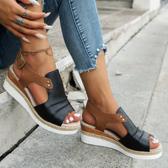 Aiertu Comfy Platform Women's Colorblock Casual Sandals, Ankle Buckle Strap Versatile Summer Wedge Shoes Aiertu