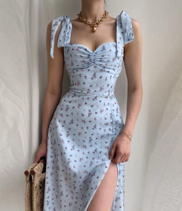 Aiertu - Light Blue Sexy Strappy Dress Aiertu