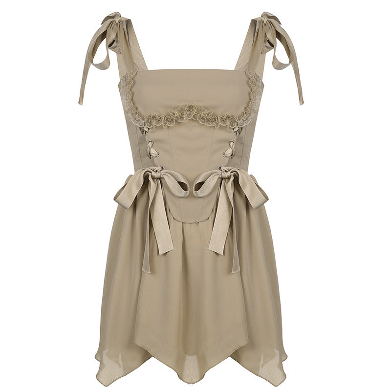 Aiertu - Style Lace And Fungus Stitching Dress Aiertu