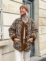 Aiertu  -  Leopard Polar Fleece Warm Jacket Women Autumn Single Breasted Long Sleeve Outerwear Streetwear Fashion Patchwork Jackets 2026 Aiertu