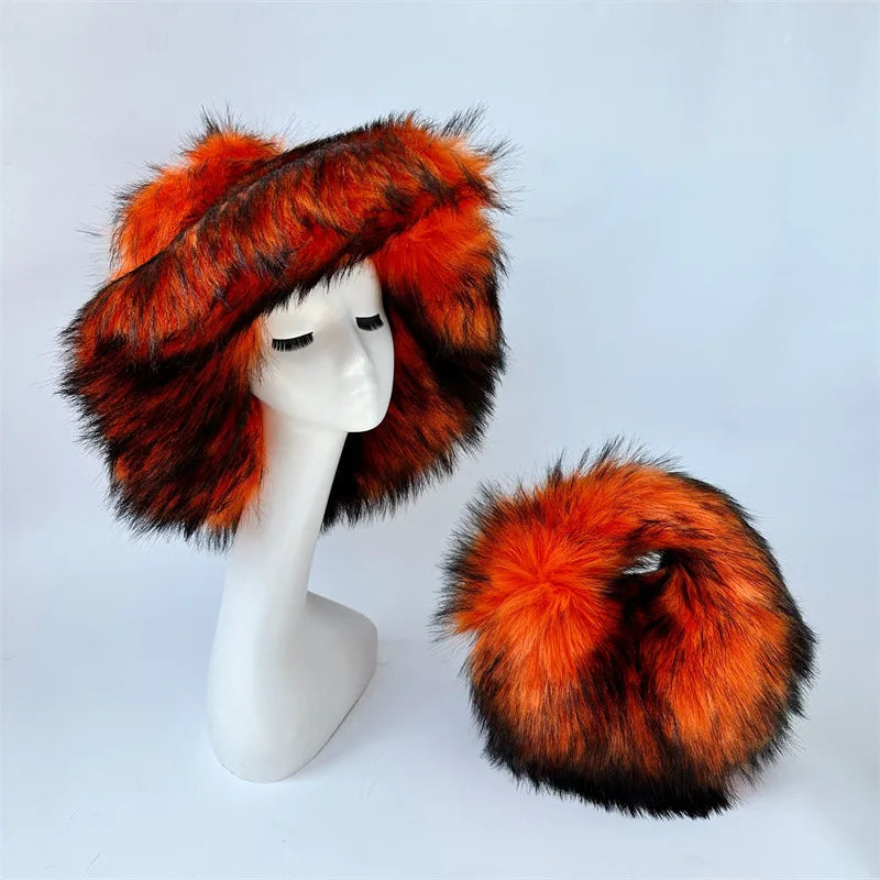 Aiertu  -  Winter Hat New Candy Color Faux Fur Y2k Warm Plush Basin Hat Unisex Bucket Hat Bob Homme Aiertu