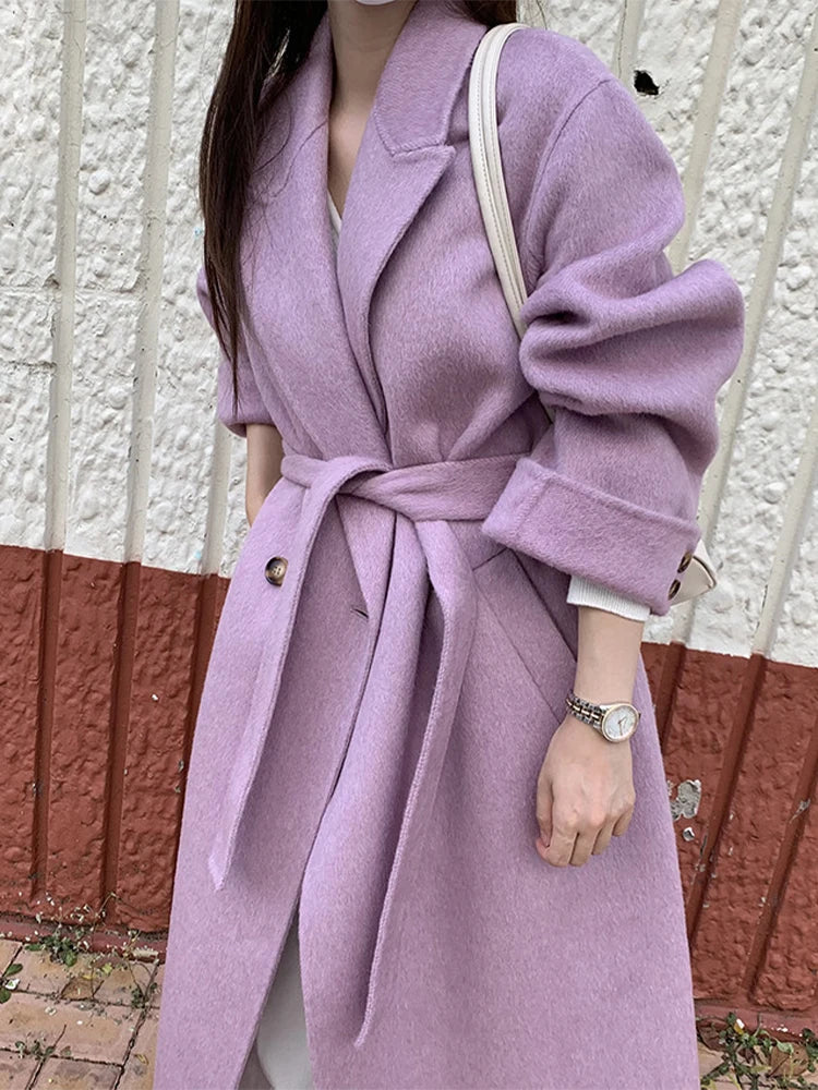 Aiertu  -  layered look inspo Faux Fur Parka Women Casual Loose Chic Lace Up Long Coats Female Solid Soft Warm Turndown Collar Fashion Outwears Lady Aiertu