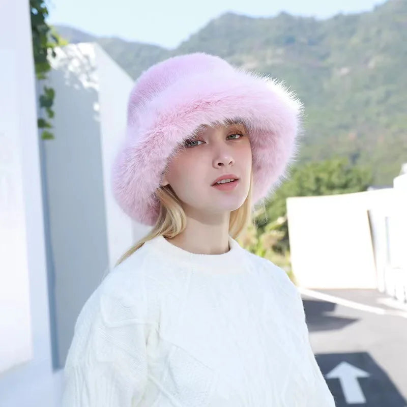 Aiertu  -  (Hat and Scarf) New Plush Hat Adult Autumn and Winter Plush Thickened Warm Hat Versatile Plush Fisherman Hat Fashion Set Aiertu