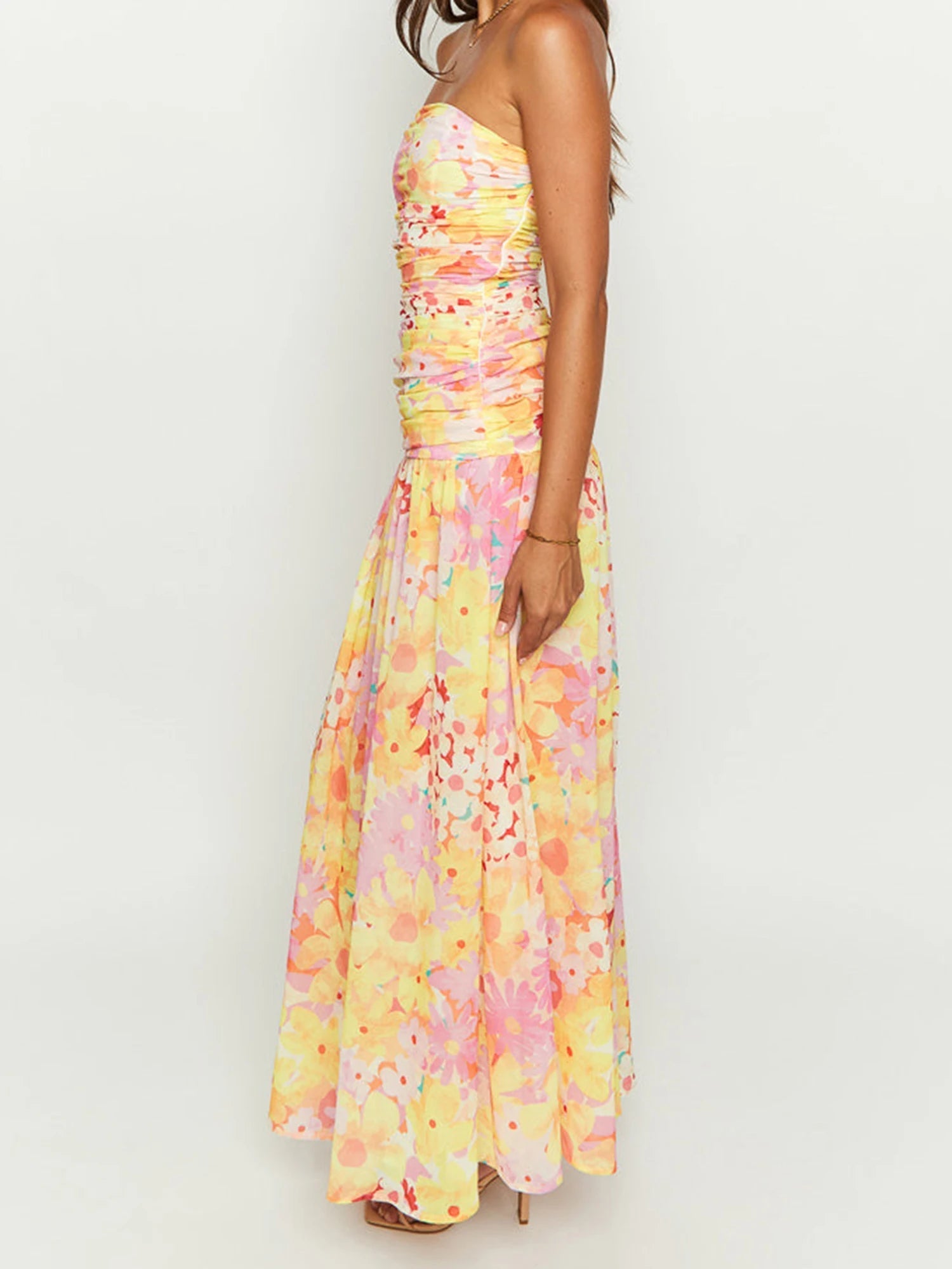 Aiertu  -   Women s Floral Print Maxi Dress Sleeveless V-Neck Empire Waist Summer Dress with Ruffle Hem and Adjustable Straps Aiertu