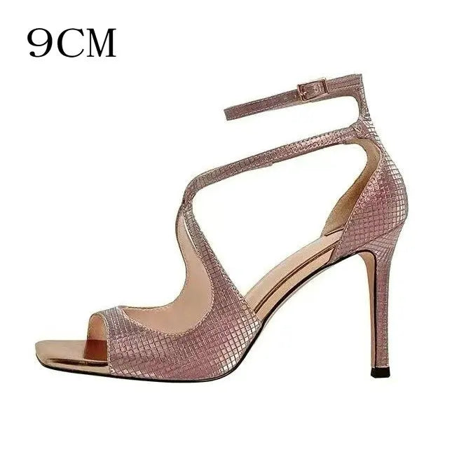 Aiertu  -   Luxury Sandals New Thin Heel Light Pink Open Toe Square Fish Mouth High Heel Sandal Woman Shoes Aiertu