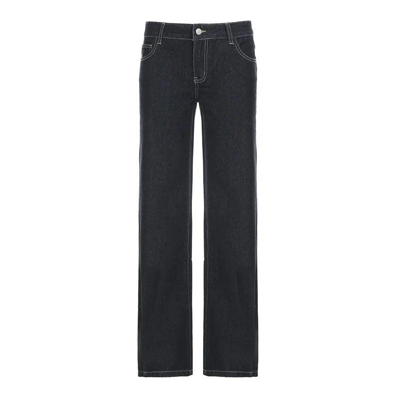 Aiertu  -  New Flare Jeans Women Vintage Low Waisted Embroidery Trousers Aesthetic Streetwear Casual Cargo Pants 2025 Women's Clothing Aiertu
