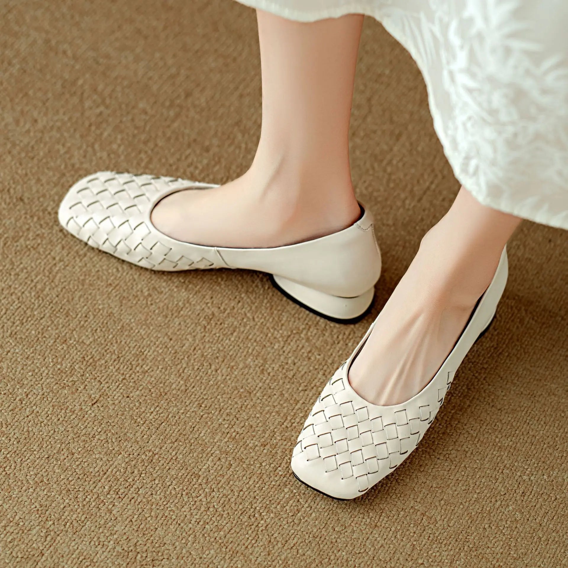 Aiertu  -  Woman Fashion Heeled Sandals Summer Dress Shallow Shoes Weave Retro Women Shoes 2025 New Designer Trend Walking Zapatos De Mujer Aiertu