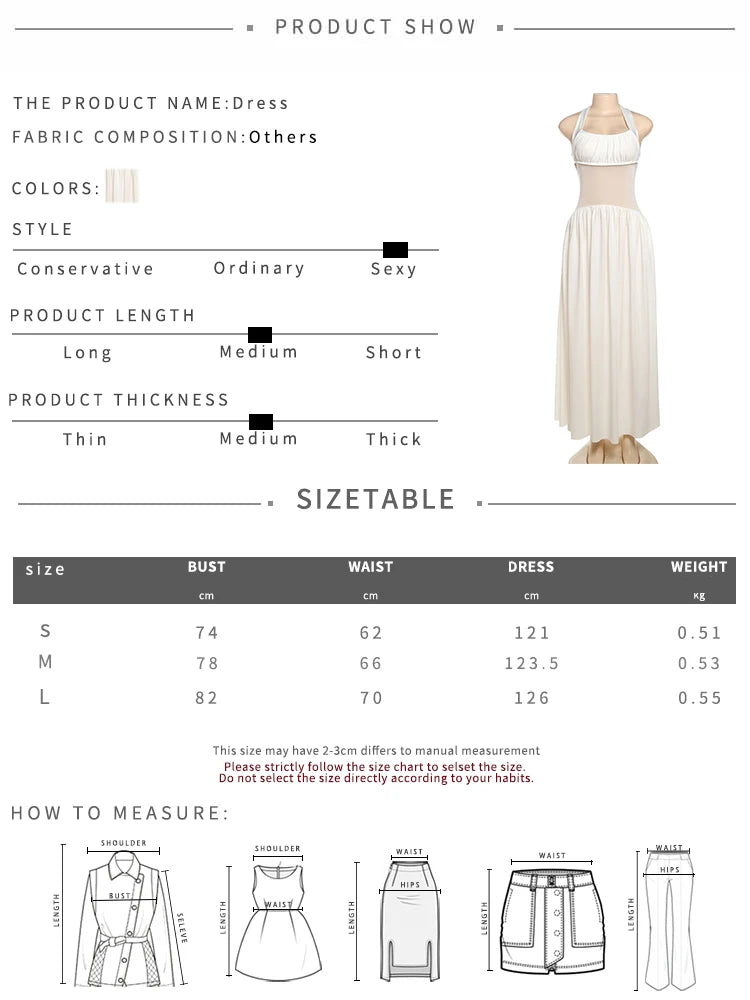 Aiertu  -  Puss Mesh Patchwork Maxi Dress Women Halter Backless Sleeveless Vacation Fashion Camping Ruched Elegant Classic Vestidos Aiertu