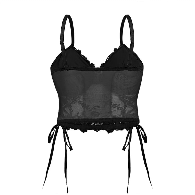 Aiertu  -  Women's Dark Gothic Lace Tank Top Jacquard Sexy Top Halloween Costume Bra Aiertu