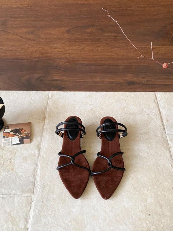Aiertu  Low Shoes Rome Hoof Heels PU Fabric Rubber Low Shoes Hoof Heels Fabric PU Rubber Aiertu