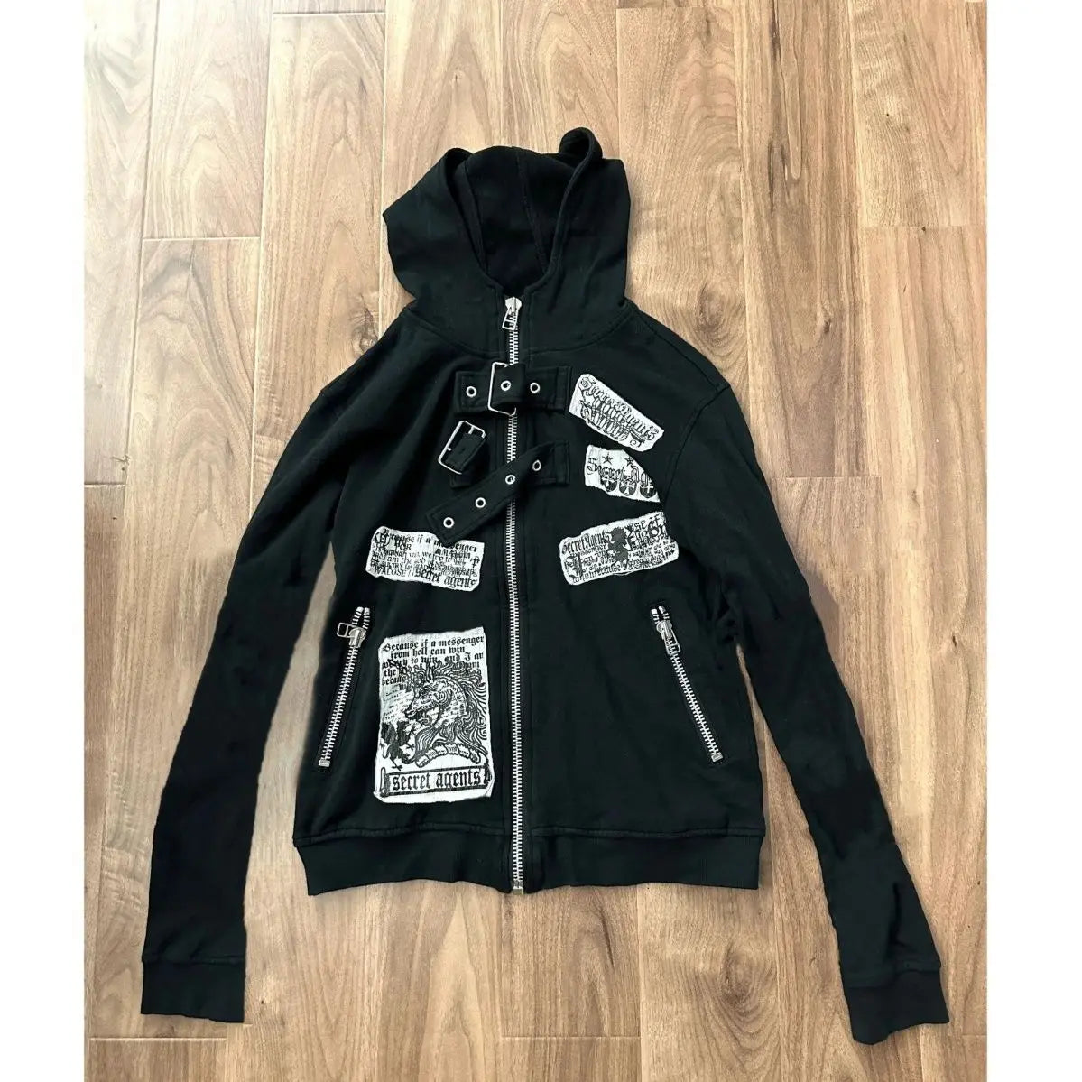 Aiertu  -  Vintage Skull Printing Harajuku Hoodies Preppy Style Casual Zipper Hooded Jacket Y2k Aesthetic Pocket Sweatshirt Women Grunge Aiertu