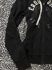 Aiertu  -  New Zipper Hoodie Women Y2k Harajuku Retro Letter Printed Fur Collar Slim Hoodie Fashion Simple Black Sweatshirt Warm Jacket Top Aiertu