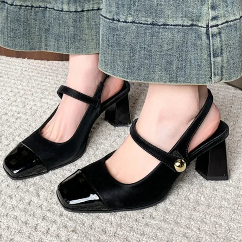Aiertu  -  Women's Spring New Elastic Strap Designer Sandals Outdoor Elegant Dress Party Shallow Mouth Women's High Heels 42 Large Size Aiertu
