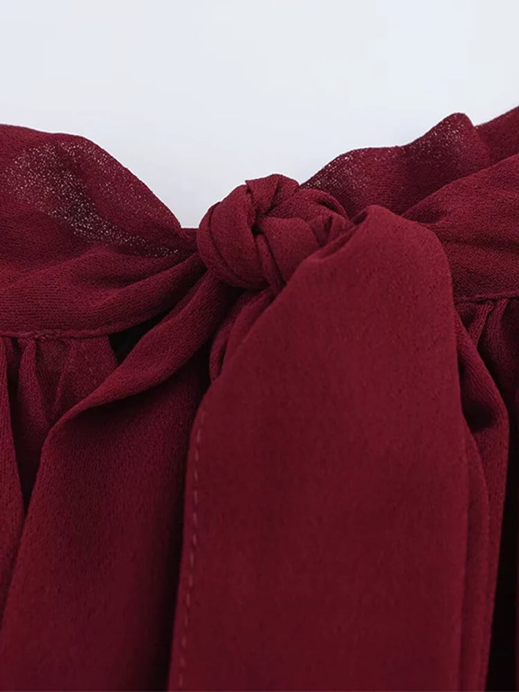 Aiertu  -  Layered Bow Cloak Women Shirt Top Pleated Round Neck Female Cape Jacket Coat Ribbon French Perspective Loose Casual Blouse New Aiertu