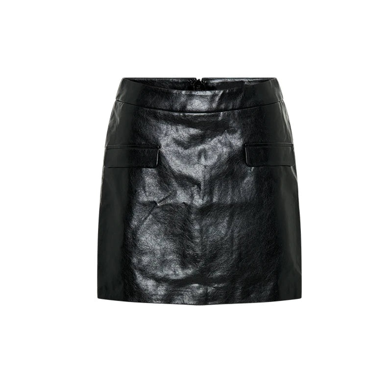 Aiertu  Fashion Leather Mini Skirt Sets Women Sleeveless Button Vest Jacket Hip Package Short Skirt Suits 2025 Female Motorcycle Outfits Aiertu