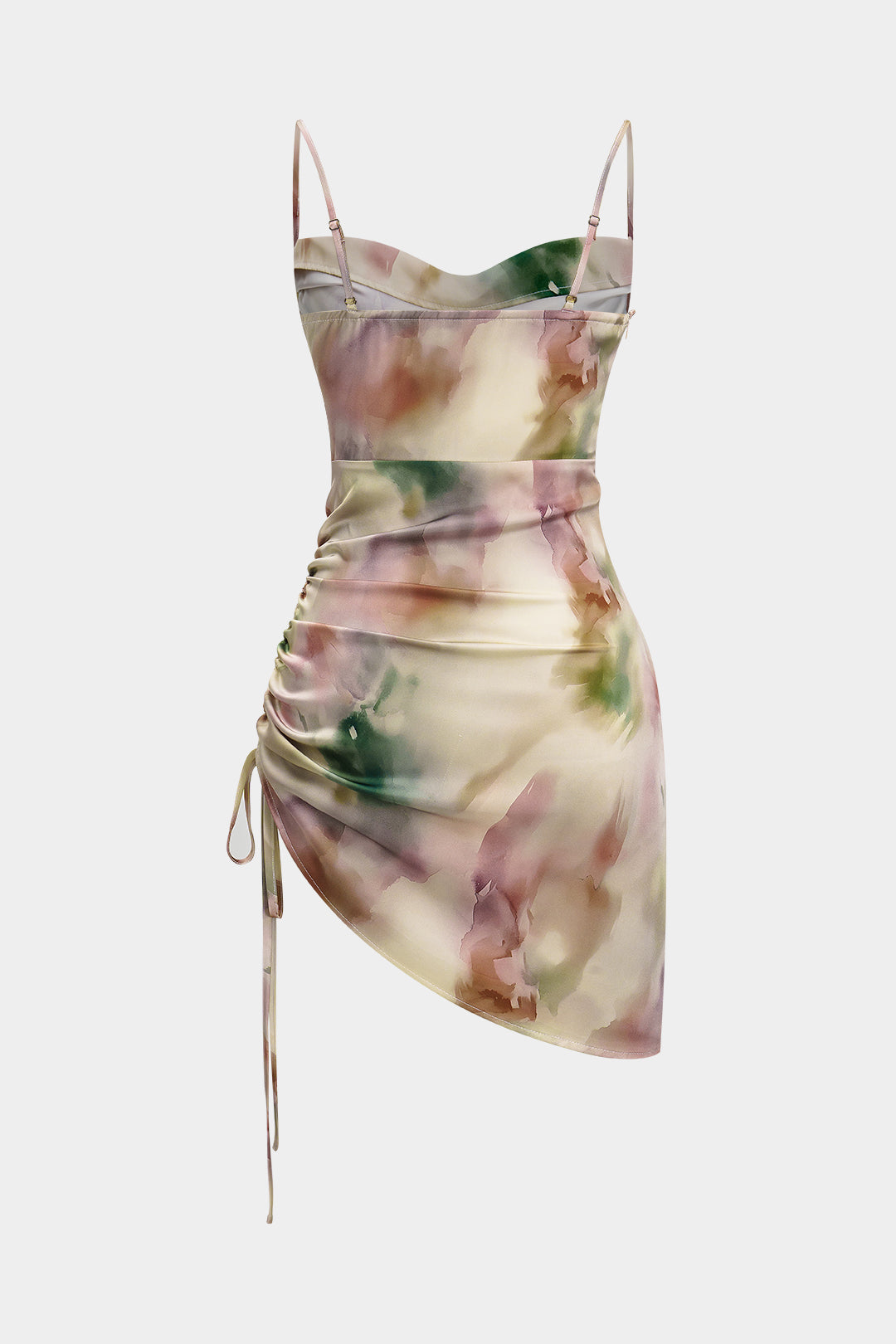 Aiertu  Tie Dye Ruched Drawstring Slip Sleeveless Mini Dress Aiertu