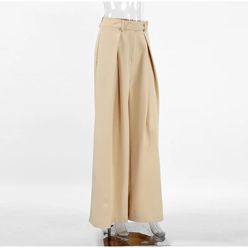 Aiertu  -  Casual Khaki Pleated Wide Legs Pants Women Chic High Waist Baggy Trousers Female 2026 Spring Summer New Fashion Office Pant Aiertu