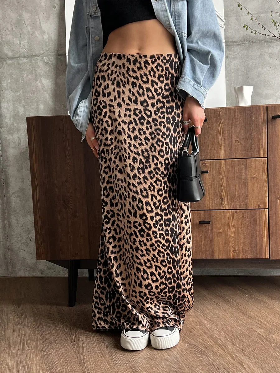 Aiertu  -  Summer New Women's  Leopard Print Midi Skirt High Waist Fishtail Skirt Fashion Foreign Trade Casual Half length Skirt Aiertu