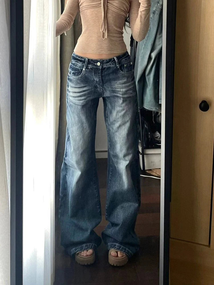 Aiertu  Streetwear Y2K Jeans Women Loose Mid Waist Casual Denim Pants Vintage American Harajuku Lady All Match Trousers Spring New Aiertu