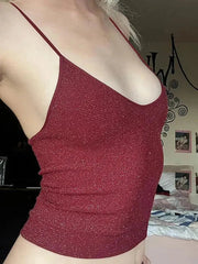 Aiertu  -  Red Sexy Sequin Tank Top Aiertu