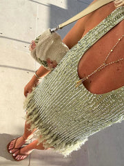 Aiertu  -  Feather Patchwork Sequin Evening Women Dress Loose Sleeveless A-line Loose Mini Vestidos 2026 Summer Party Street Lady Dresses Aiertu