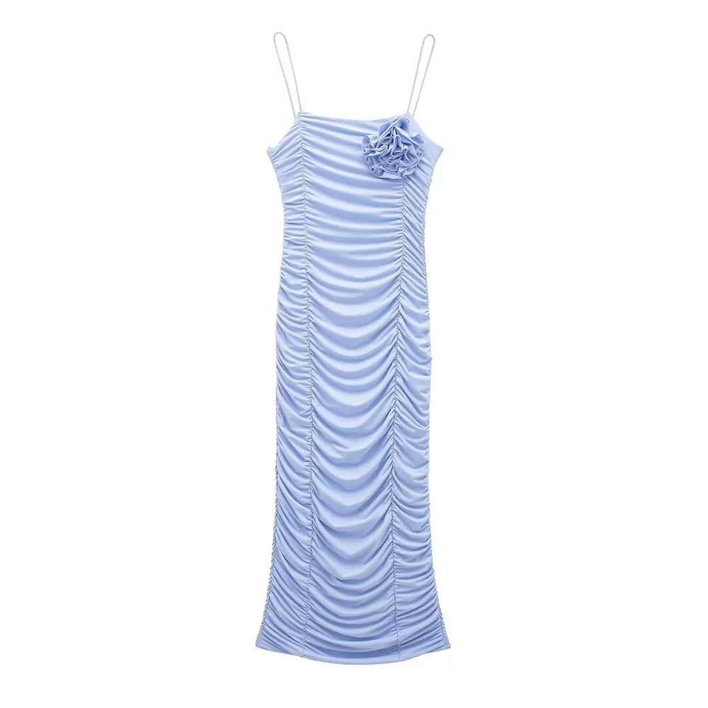 Aiertu  -  European And American Style Summer Women's New Fashionable And Casual Solid Color Sleeveless Slim Fit Pleated Dress Aiertu