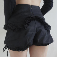 Aiertu  -  party look snspos Sweet Kawaii Fairy Vintage Bloomers Lantern Shorts 2024 Lace Trim Drawstring Hem Back Zipper Knickers Y2K Bottom Party Wear Aiertu