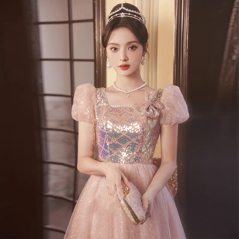 Aiertu 2025 Banquet evening dress  new sequined bar mitzvah fairy high-end long dress music life test temperament dress Aiertu