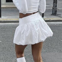 Aiertu  -  Women Y2K Bubble Skirt High Waist Ruffle Hem A Line Pleated Mini Short Skirt Teen Girls Puffy Short Skirts Streetwear Aiertu