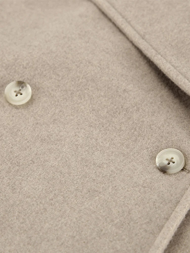 Aiertu  -  Double Breasted Solid Women Coat Long Sleeve Turn-down Collar Female Jacket Fashion Loose Elegant Autumn Lady Outwear Aiertu