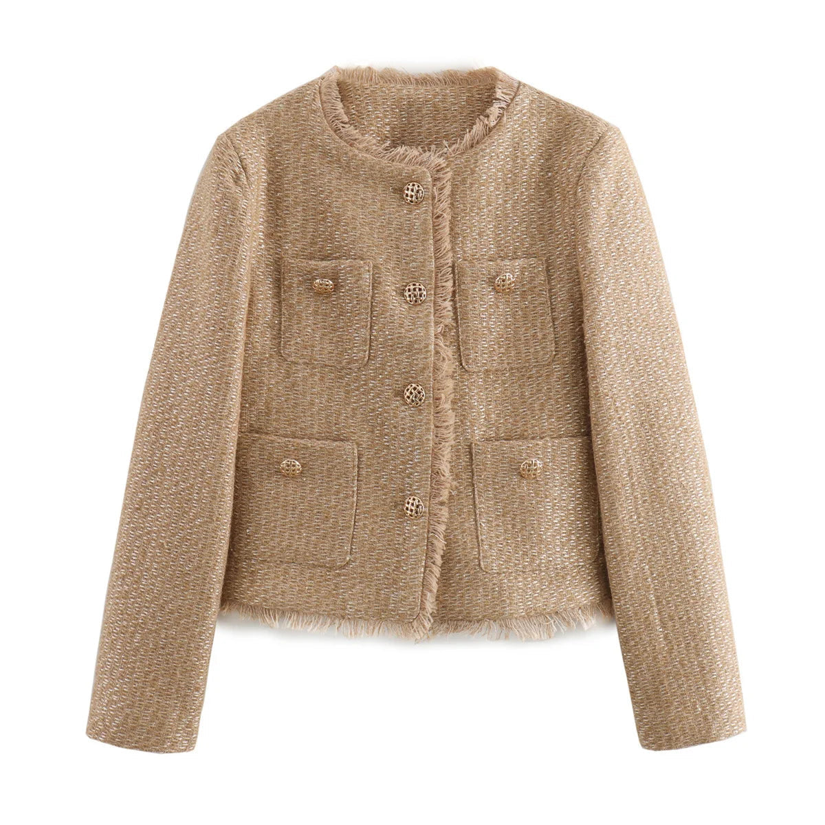 Aiertu  -  French high-end gold single-breasted small fragrant style jacket for women, spring and autumn fashion, versatile bright silk tex Aiertu