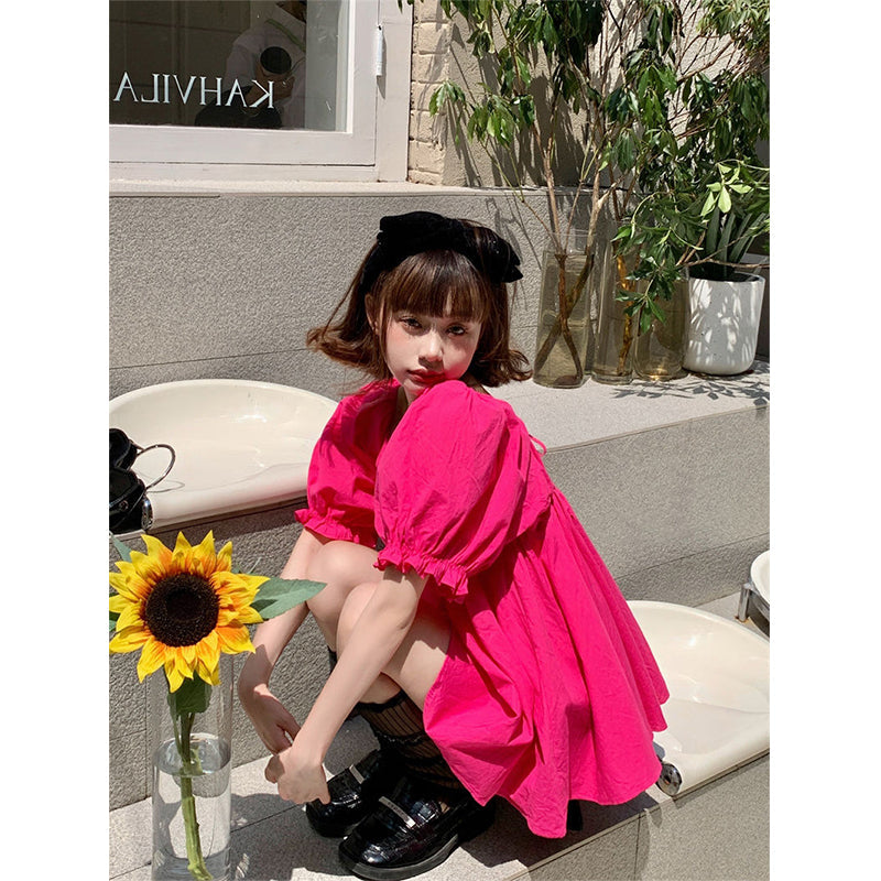 Aiertu Sweet Shirts Women Slash Neck Bandage Puff Sleeve Blouses Summer Korean Cute Off Shoulder Square Collar Loose Casual Tops Aiertu