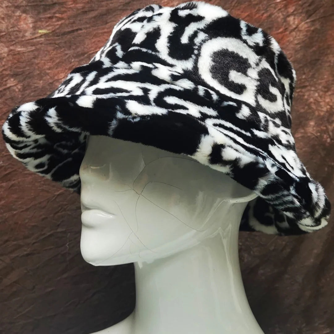 Aiertu  -  Winter 58-60cm XL Faux Fur Bucket Hat For Women Outdoor Warm Luxury Oversize Fisherman Hat Girl Trendy Party Long Fur Panama Cap Aiertu