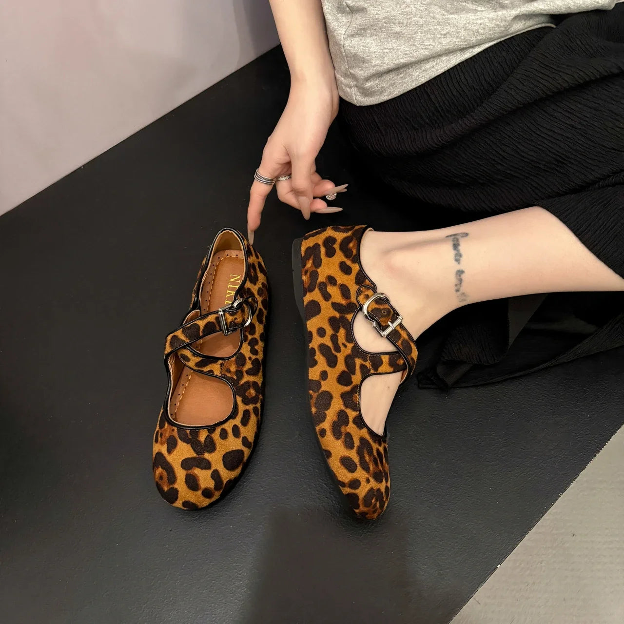 Aiertu  -  Leopard Marie Janes Shoes Flats Sandals Women Sneakers Casual Loafers Summer Trend Shallow Suede Zapatillas De Mujer Dress Aiertu