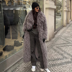 Aiertu  -  casual winter outfits Extra Long Luxury Lamb Fur Teddy Coat Women 2024 Winter Ladies Mob Wife Style Oversized Chunky Faux Fur Jacket Overcoat Aiertu