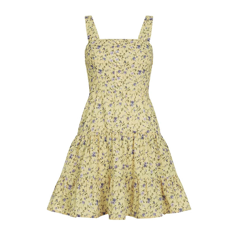 Aiertu  Fashion Small Flowers Prints Summer Women’s Camisole Dress Slim Simple Sweet Prairie Chic Mini Dresses Aiertu