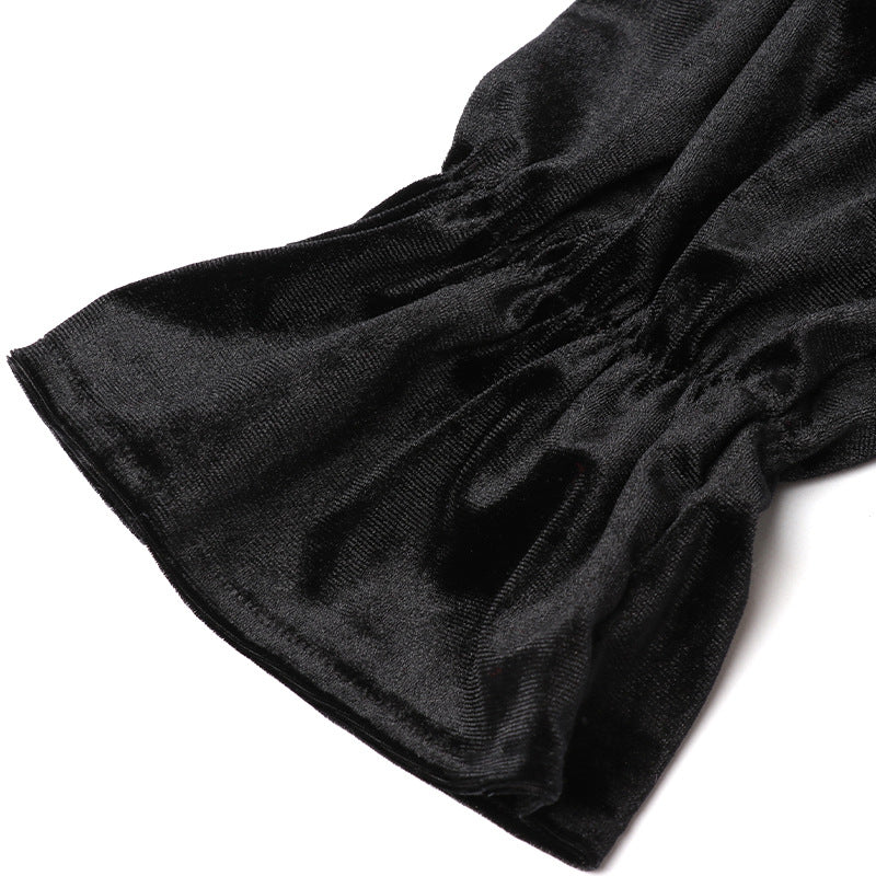 Aiertu - Waist Suede Flared Sleeve Wrap Chest Hepburn Dress Aiertu