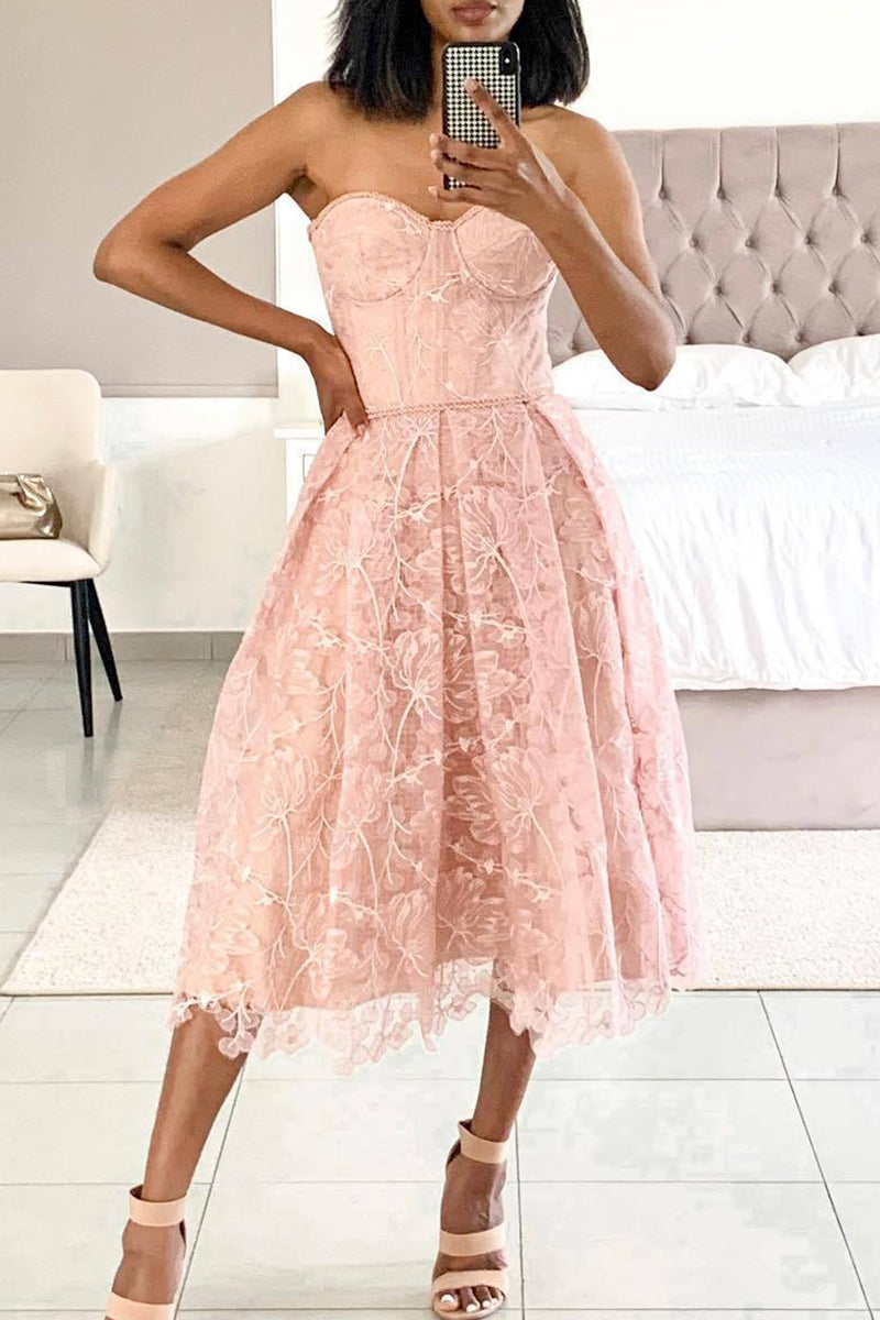 Aiertu  -Print Patchwork Strapless Irregular Dress Dresses(6 Colors) aiertu