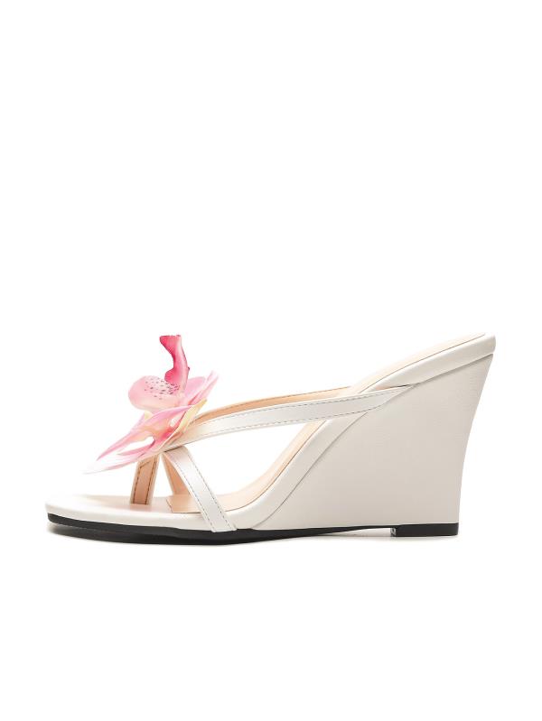 Aiertu  -  Rubber Flip Flops Low Shoes Big Size Flower Slippers Heels On A Wedge Square Toe Slides Hawaiian High Rome Floral PU Scandals Fa Aiertu