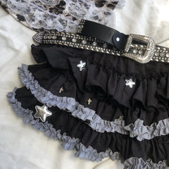 Aiertu  -  Harajuku Design Y2K Hot Girl Cake Fluffy Lace Skirt Female A-Line Skirt Gothic Retro Pleated Low Waist Sexy Slim Skirt ins Aiertu