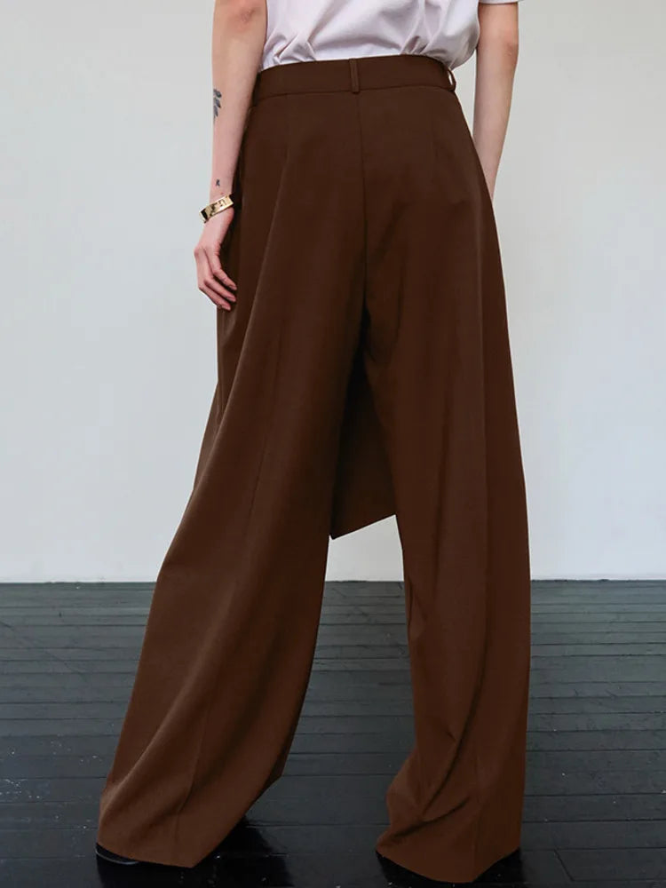 Aiertu  -  Autumn Loose High-Waist Long Pants Women Elegant Elastic Fashion Casual Pleated Patchwork High Waist Female Long Pants Aiertu