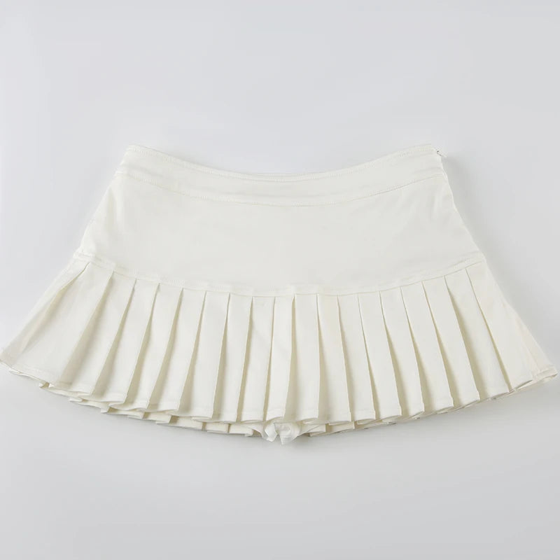 Aiertu  Sexy Low Waisted Pleated Skirts for Women Solid Y2K Aesthetic Korean Bottoms Clubwear Fashion 90s Cute Outfits Aiertu