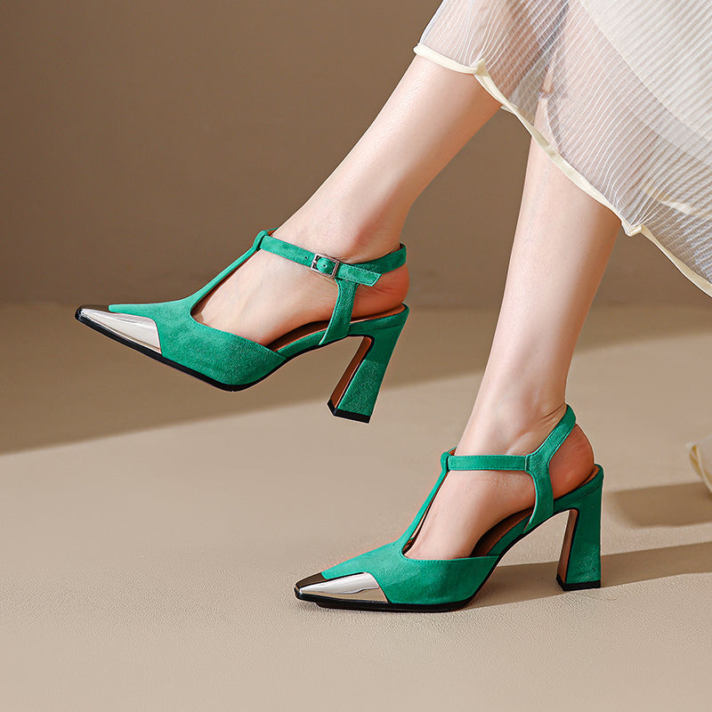 Aiertu  -  New Women Pumps Shoes High Heel Genuine Leather Fashion Casual Summer Sexy Square Toe Office Shoes Sandal Party Woman 34-41 Aiertu