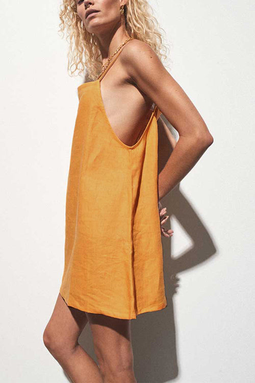 Aiertu  Minimalism Linen Slip Mini Dress Aiertu